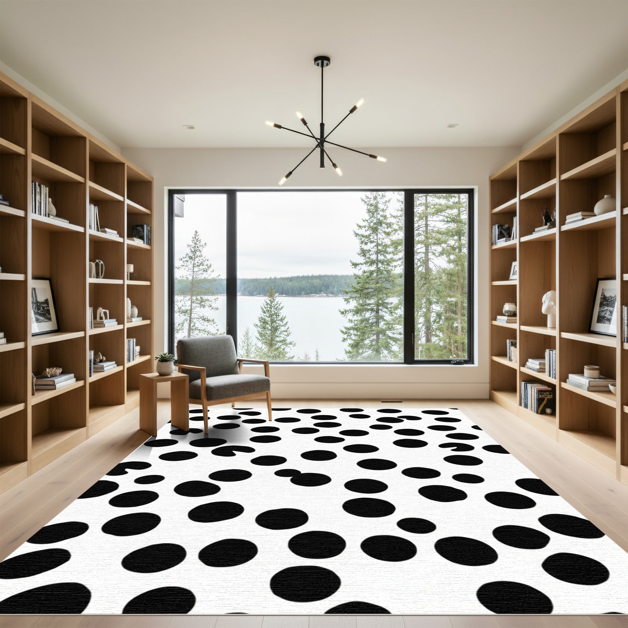Black White Random Polka Dots Rug