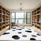 Scattered Circles Navy Gray Black Rug