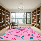 Pink Floral Medallion Swirl Rug