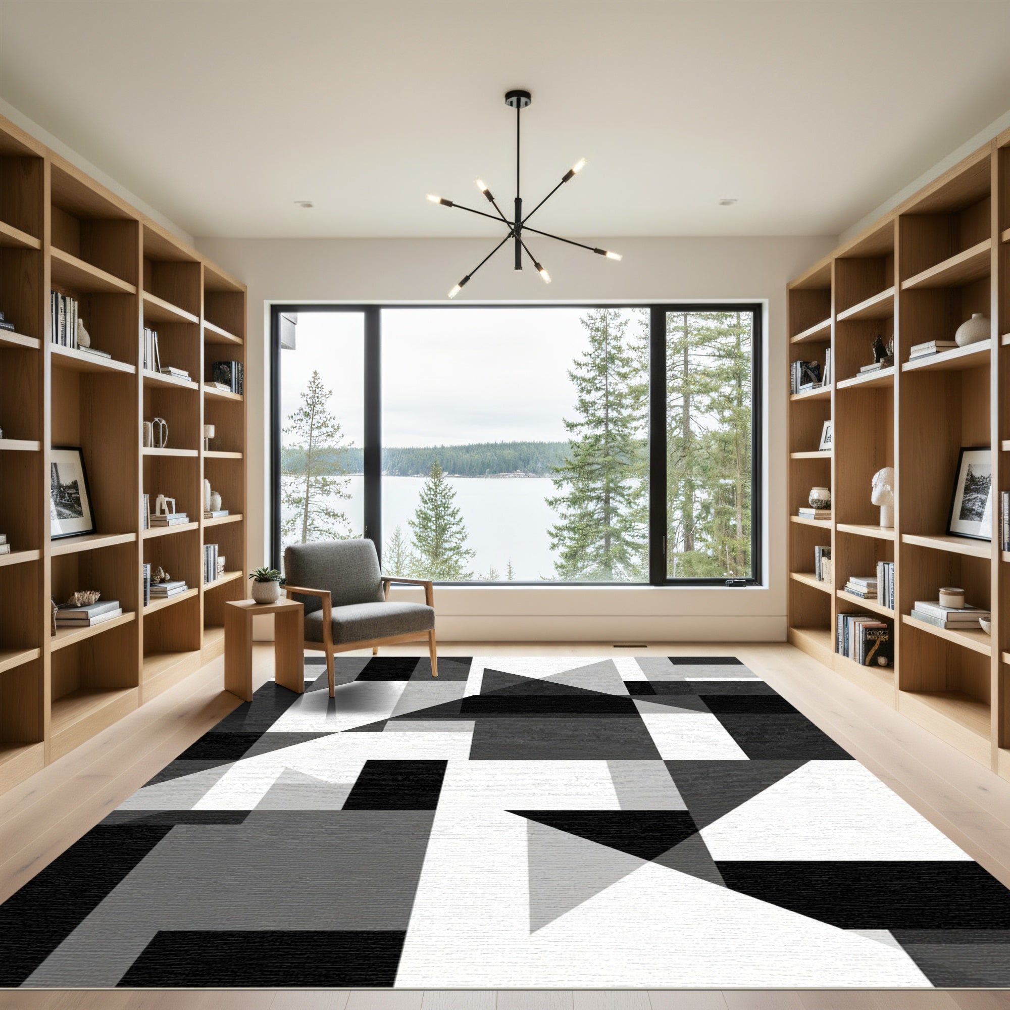 Monochromatic Geometric Abstract Blocks Rug