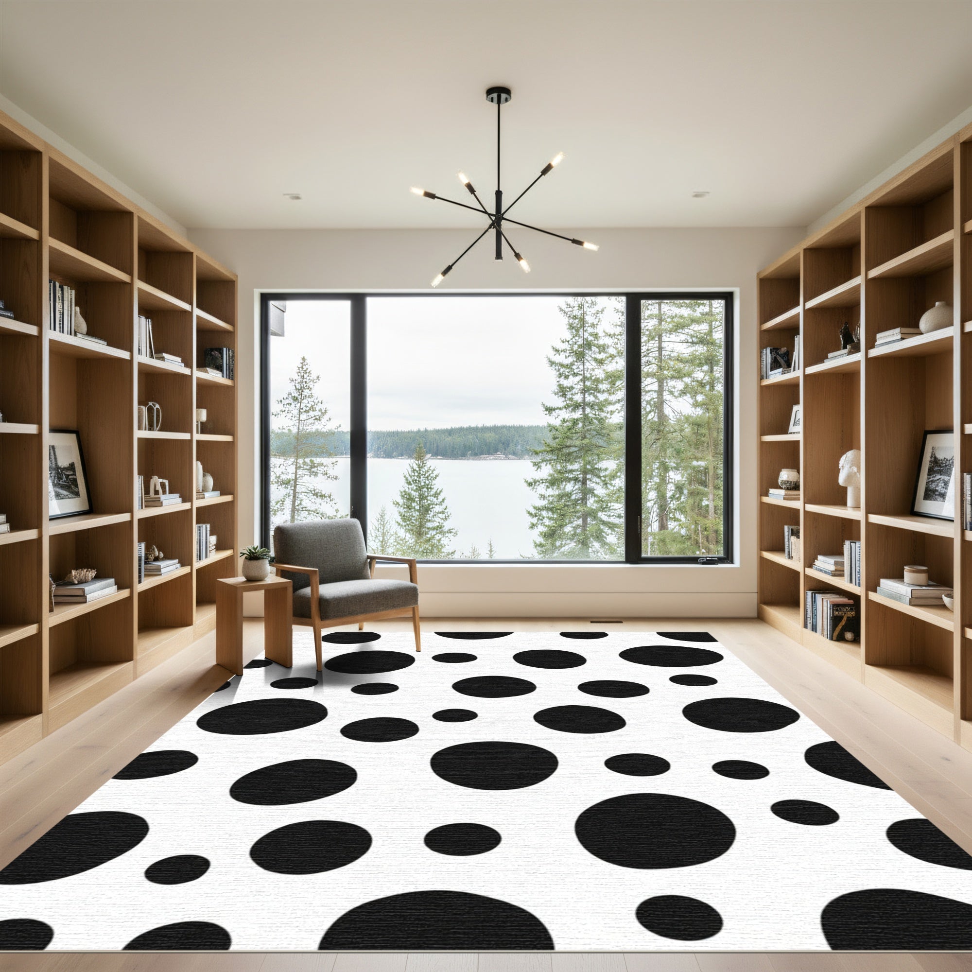 Classic Black White Polka Dot Scatter Rug