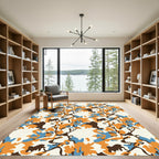 Orange Blue Brown Camo Splash Rug