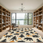 Black Wildlife Trees Autumn Palette Rug