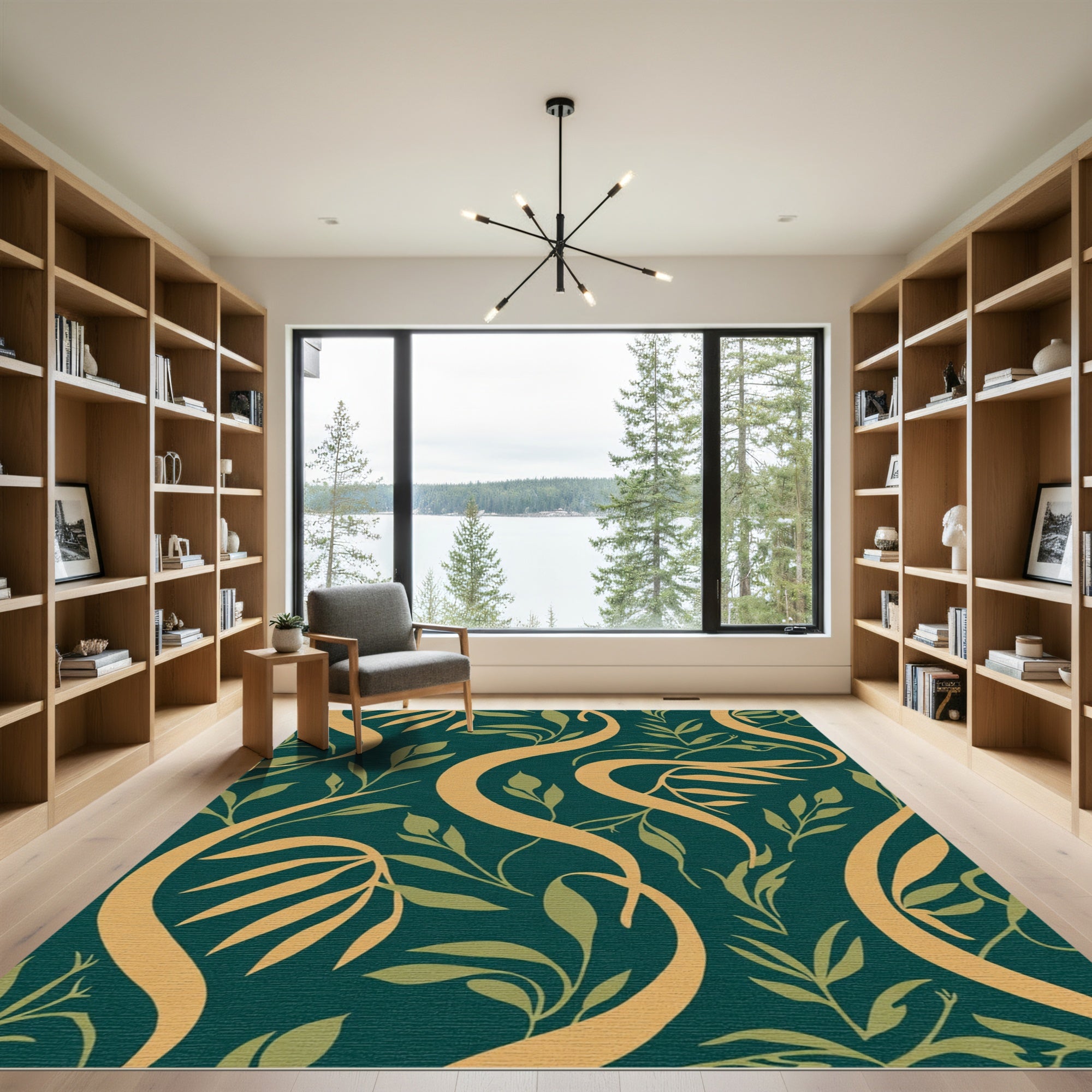 Emerald Green Vine Swirl Rug