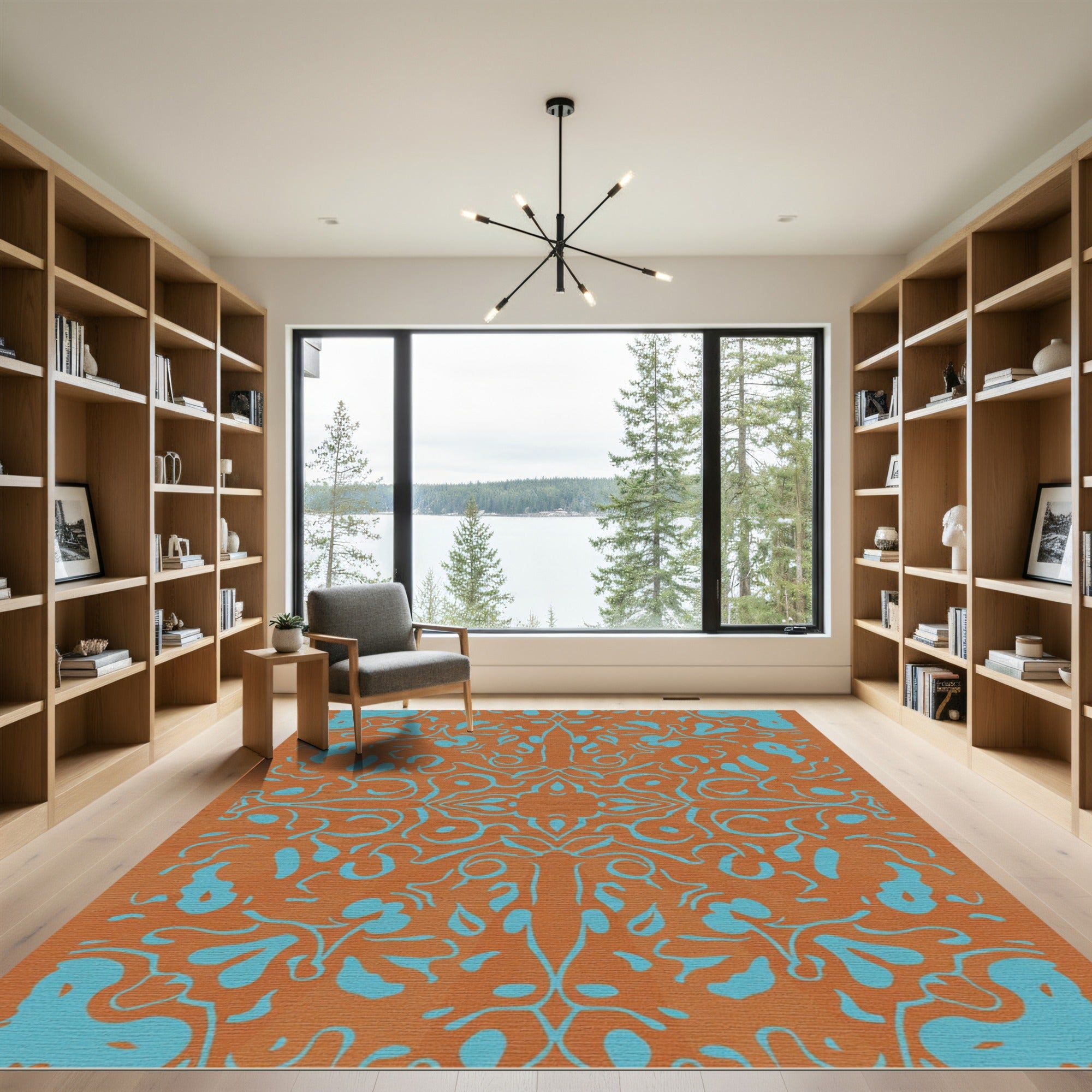 Orange Turquoise Ornate Swirl Harmony Rug