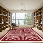 Geometric Cream Red Maze Rug