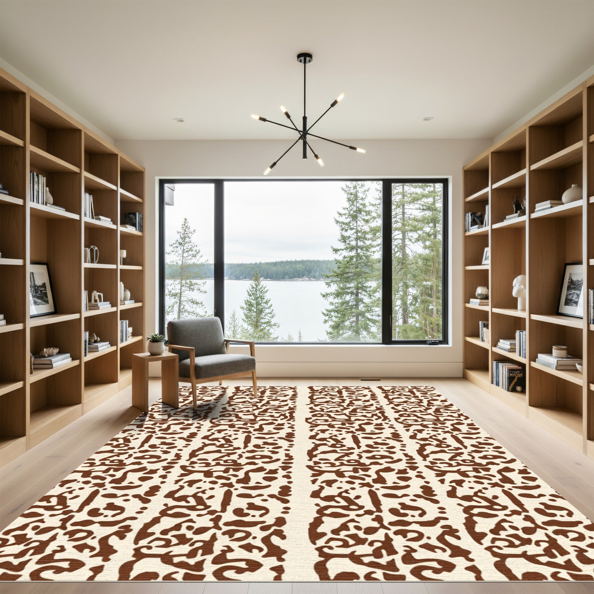 Organic Brown Cream Vertical Stripe Rug