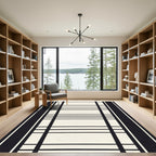 Black and Cream Vertical Stripe Rug