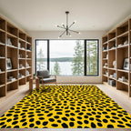 Yellow Black Spotted Animal Print Rug