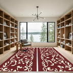 Crimson Cream Abstract Organic Flow Rug