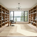 Neutral Tone Geometric Plaid Overlay Rug