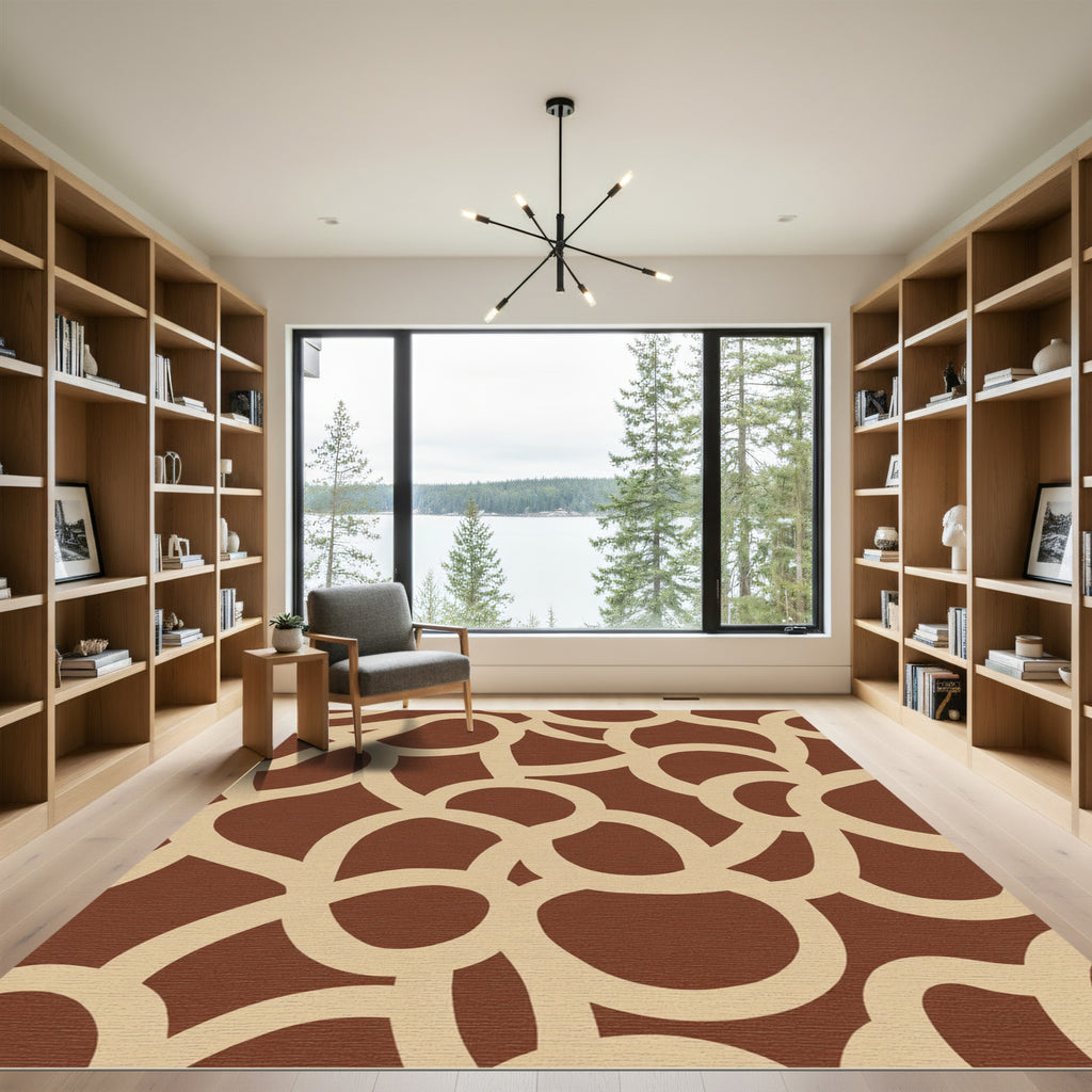 Earthy Woven Interlocking Circles Rug