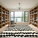 Black Wavy Stripe Abstract Rug