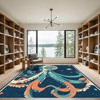 Cosmic Octopus Celestial Starry Night Rug