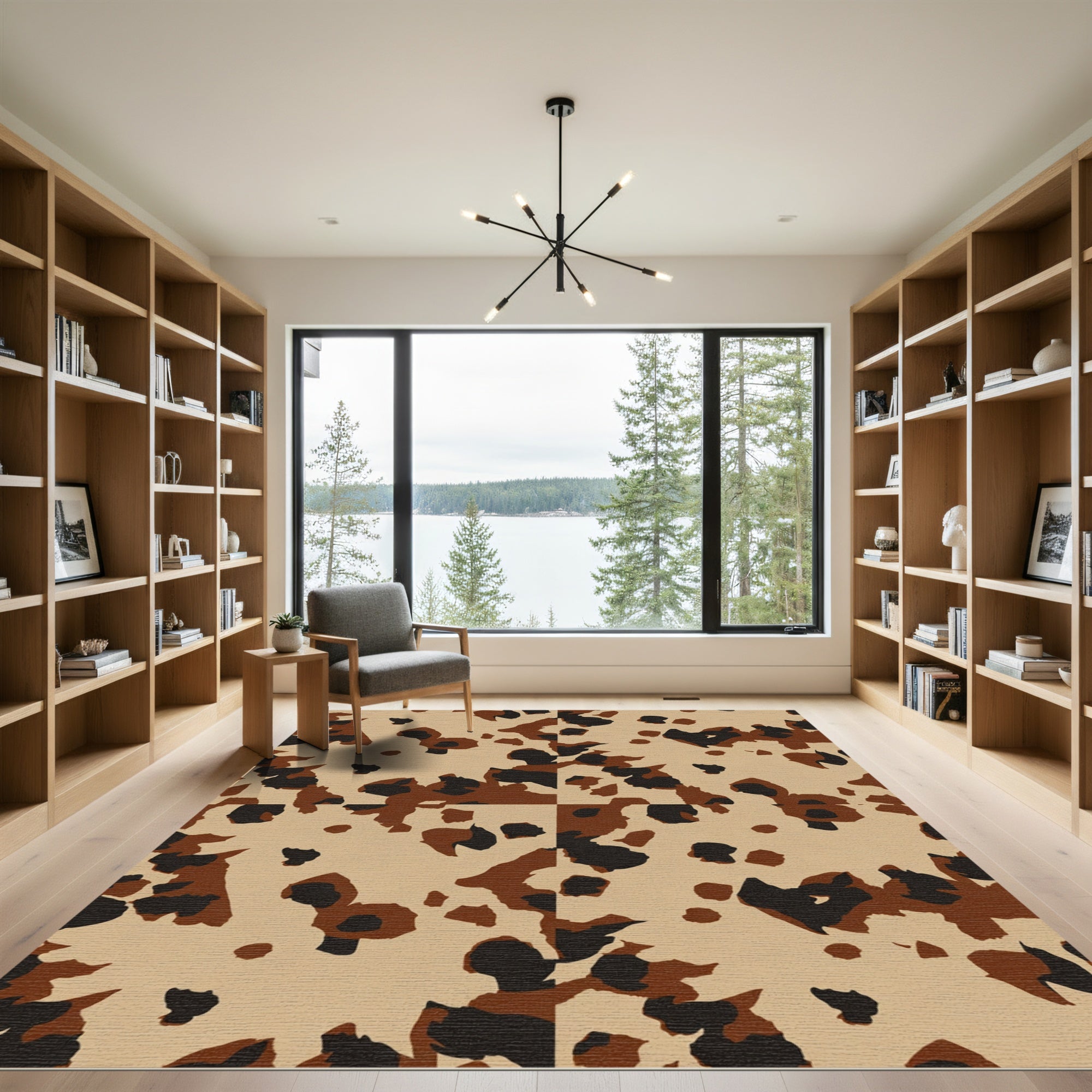Brown Black Spotted Animal Hide Rug