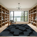 Dark Gray Geometric Interlocking Shapes Rug