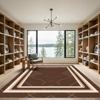 Brown Geometric Layered Rectangular Rug