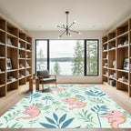 Playful Pink Dragons with Green Foliage Rug