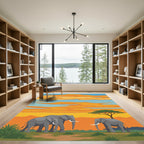 African Sunset Elephant Family Vista Rug