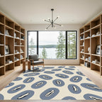 Blue Abstract Oval Shapes Rug