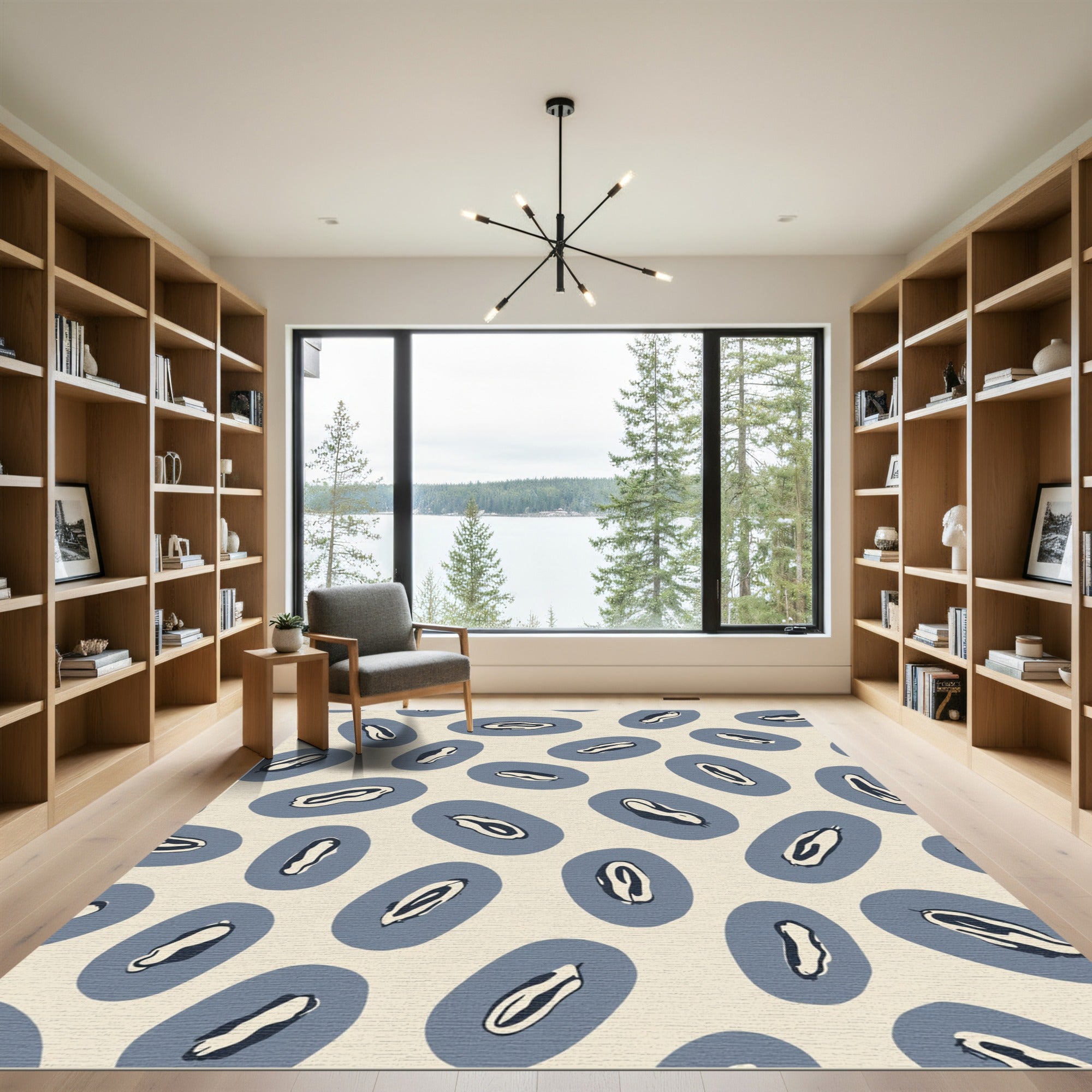 Blue Abstract Oval Shapes Rug