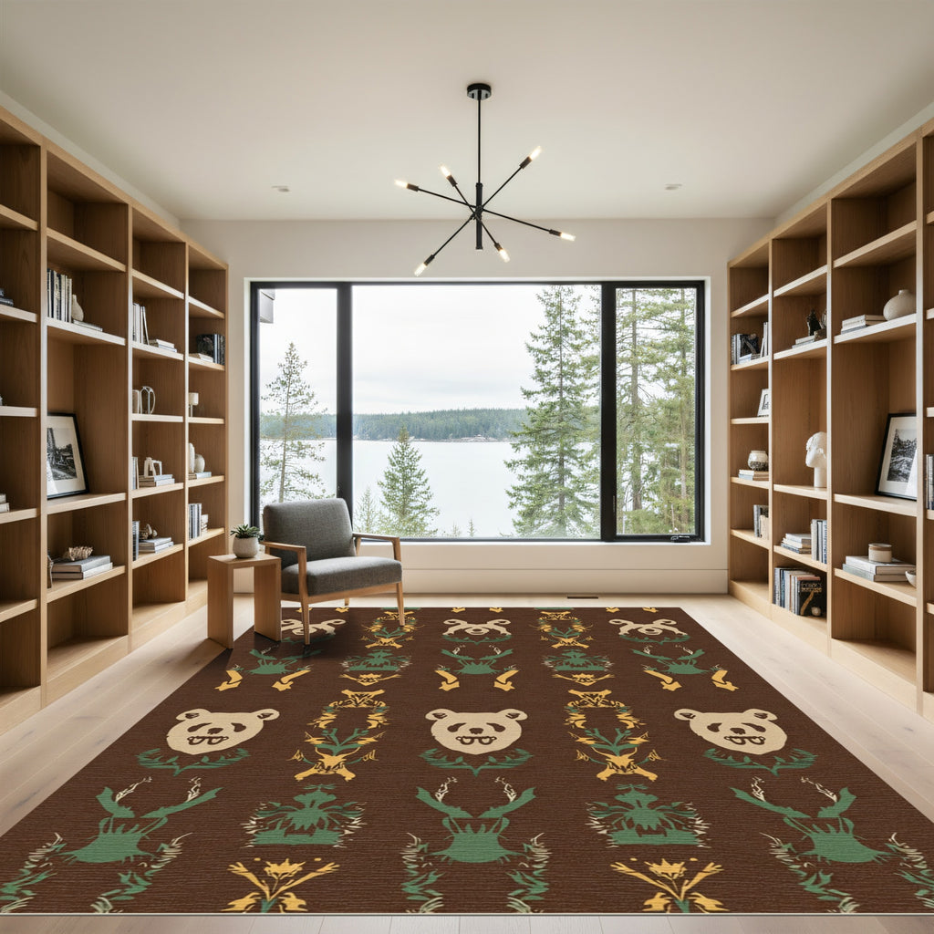 Brown Panda Laurel Whimsical Repeat Rug