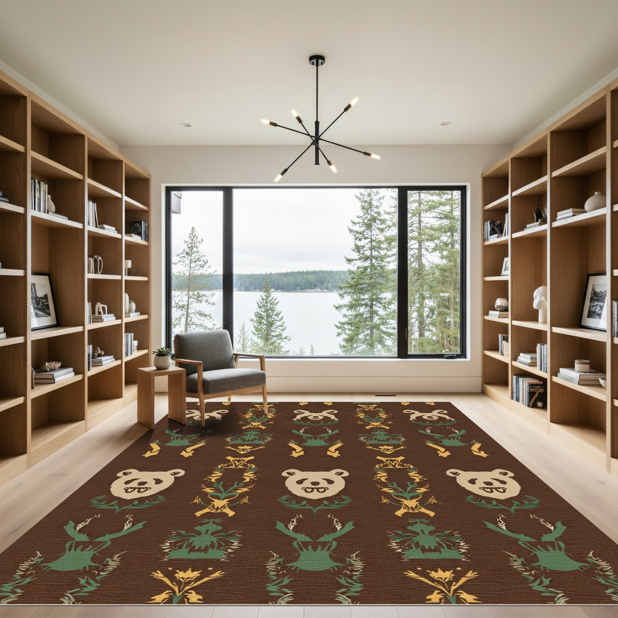 Brown Panda Laurel Whimsical Repeat Rug