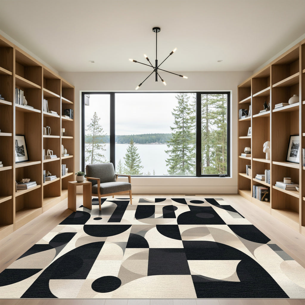 Mid Century Modern Abstract Geometric Rug