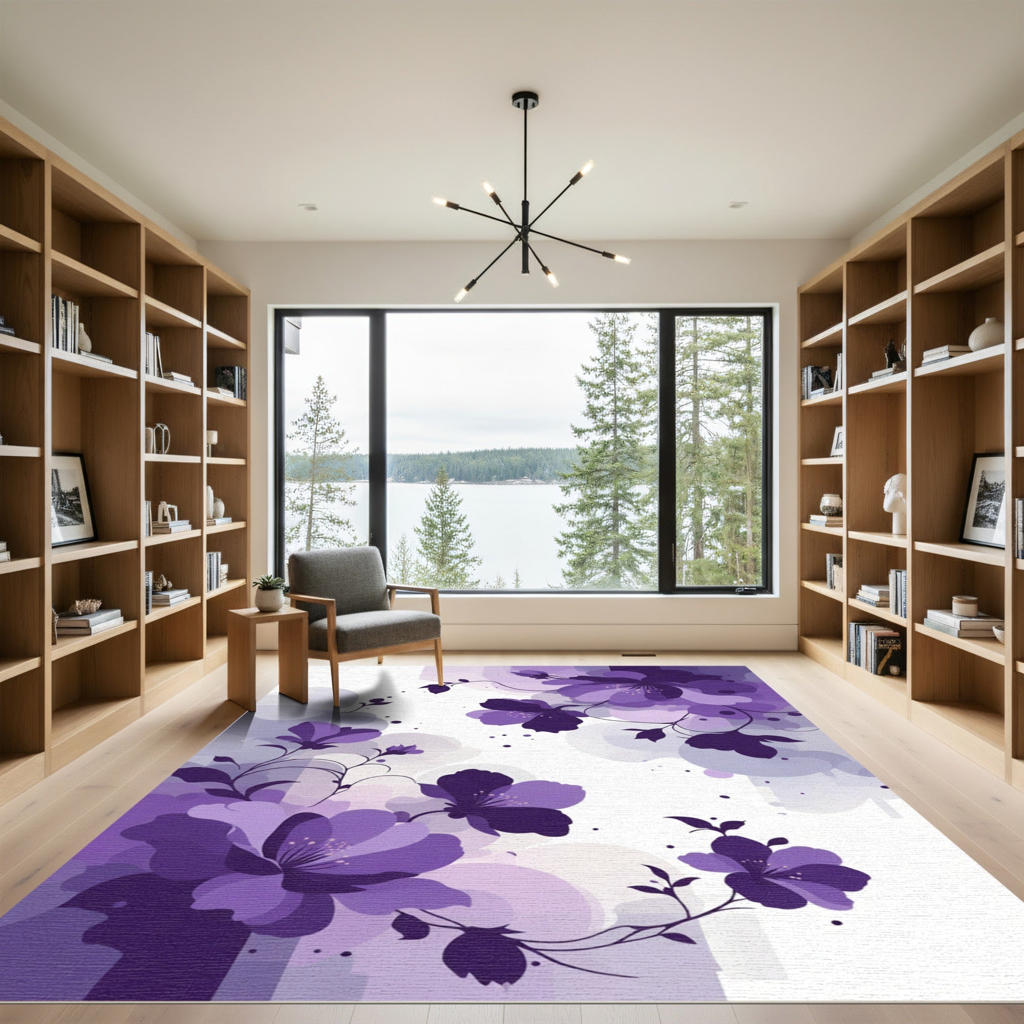 Fuchsia Floral Swirl Silhouette Rug