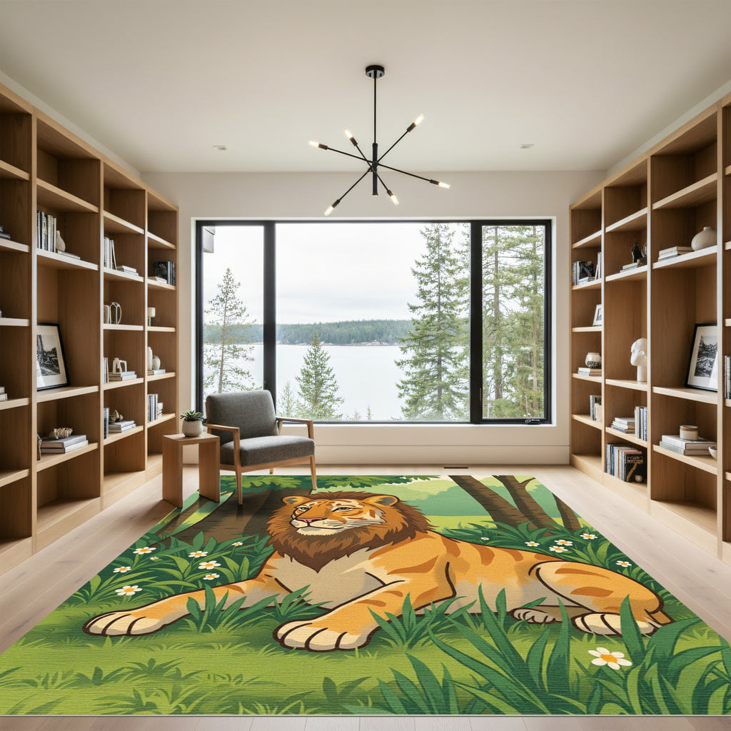 Majestic Golden Tiger Forest Meadow Rug