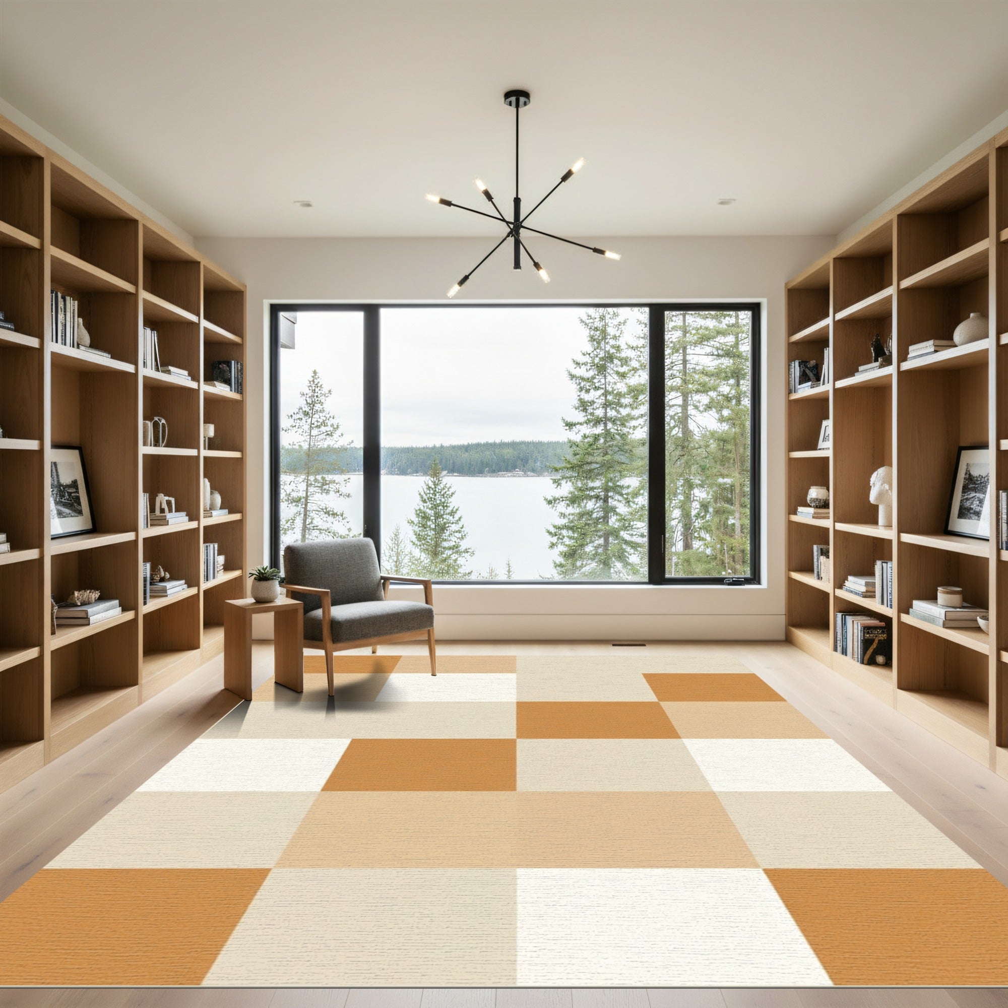 Warm Neutral Square Gingham Rug