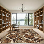 Earthy Brown Camouflage Abstract Waves Rug