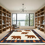 Brown Bear Plaid Border Rug