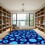Luminous Aqua Abstract Circles Rug