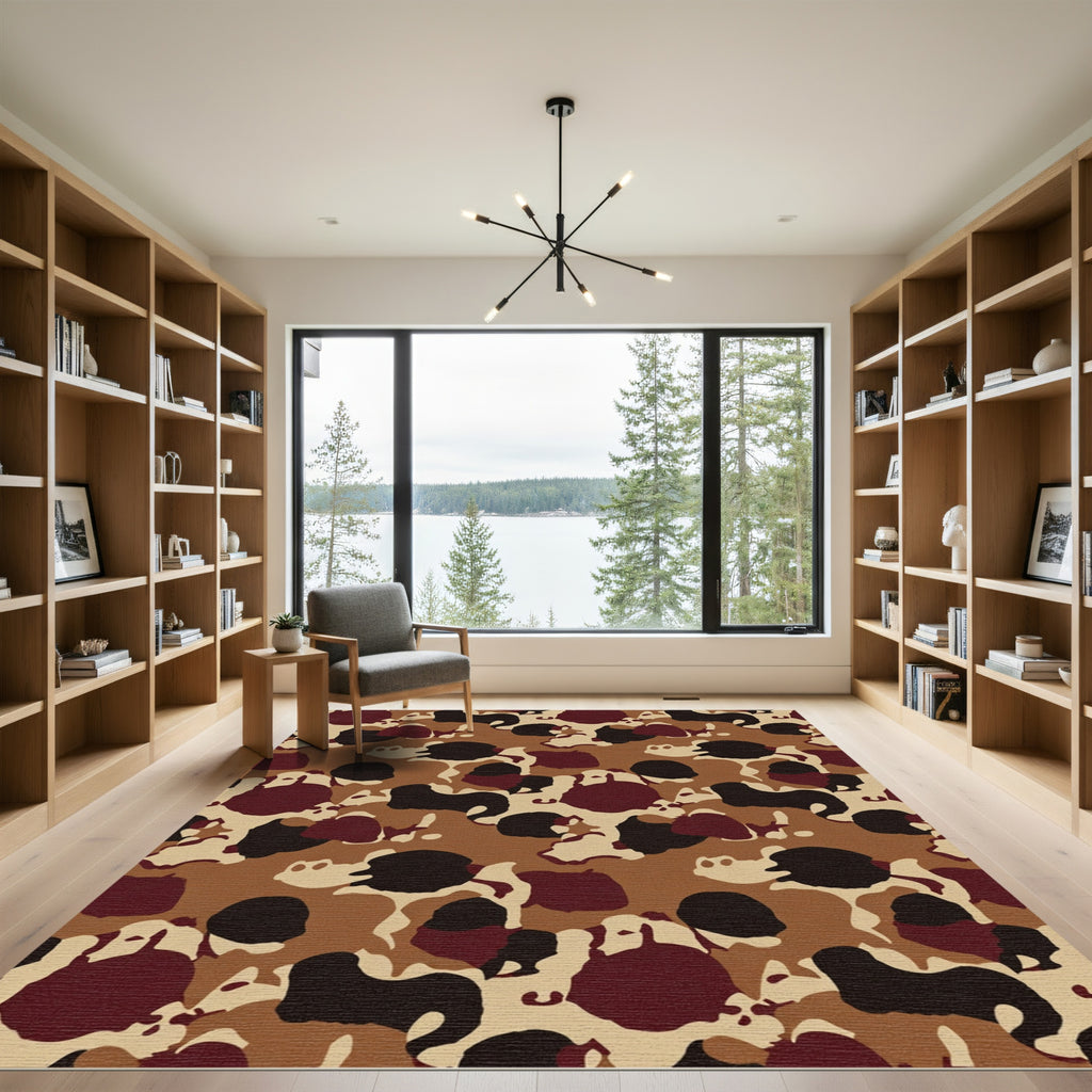 Earthy Camouflage Spot Abstract Rug