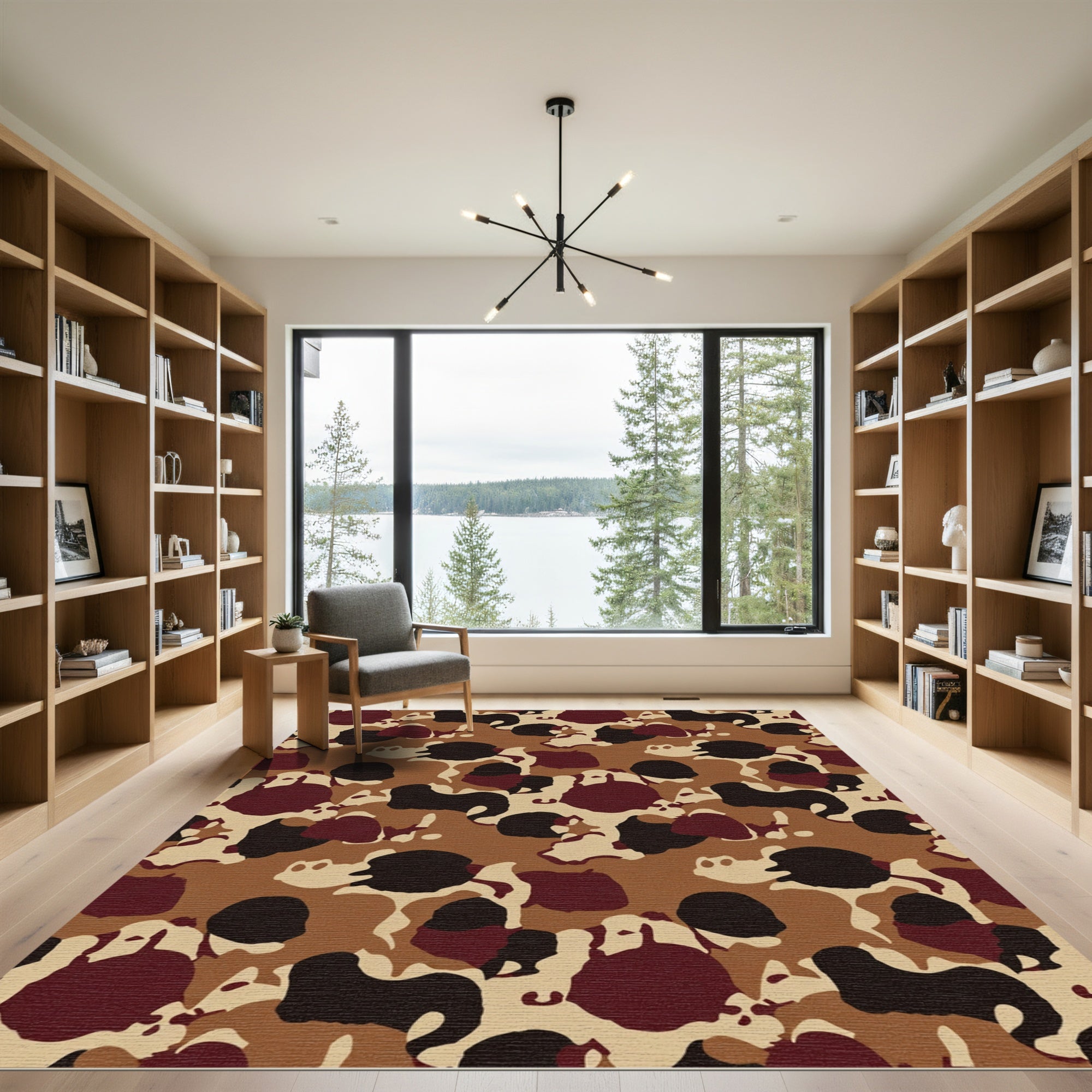 Earthy Camouflage Spot Abstract Rug