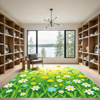 Golden Sunlit Meadow Butterfly Field Rug