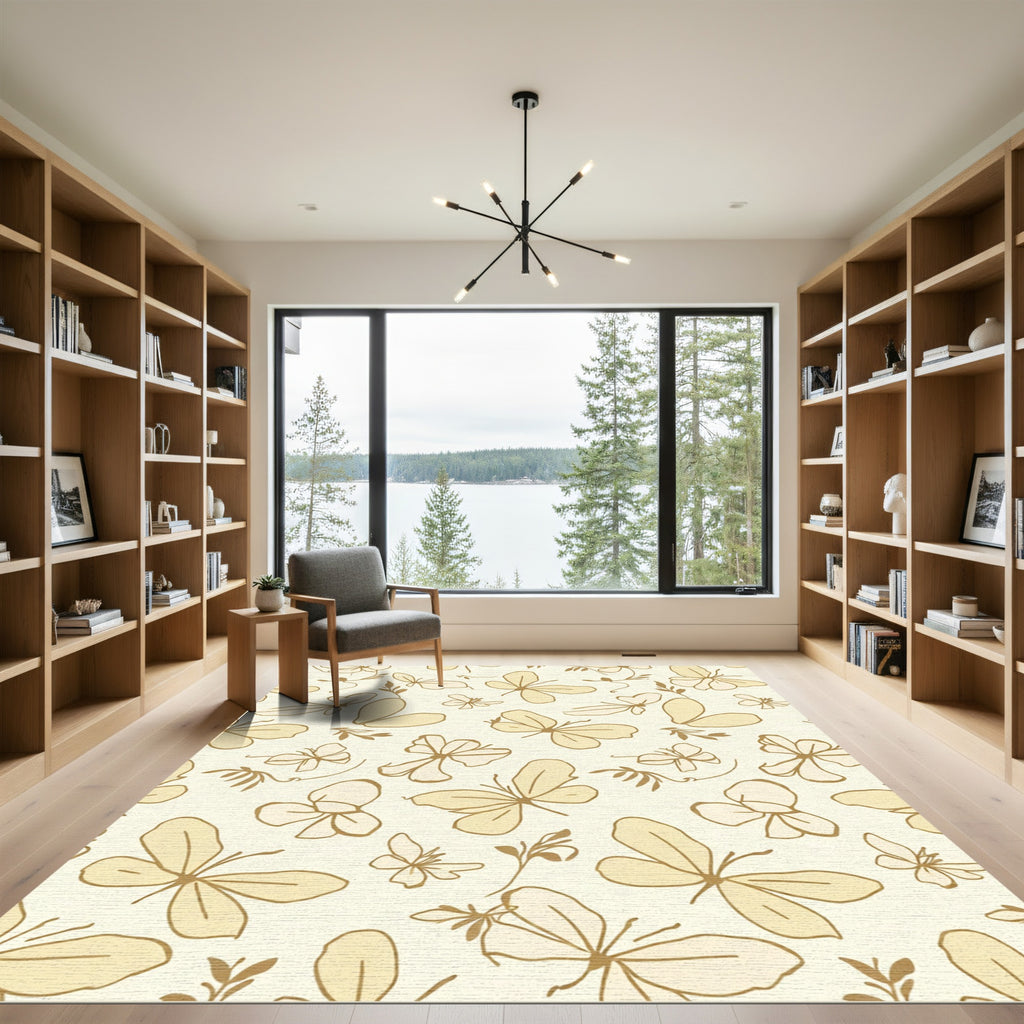 Golden Butterfly Garden Serenity Rug