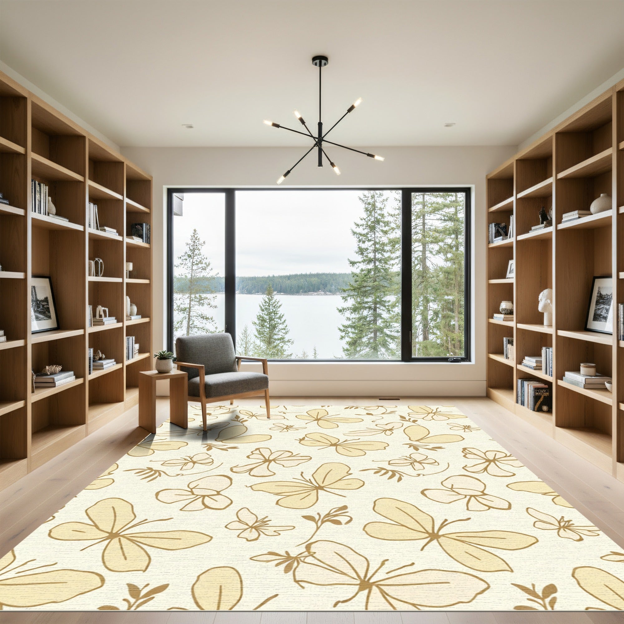 Golden Butterfly Garden Serenity Rug