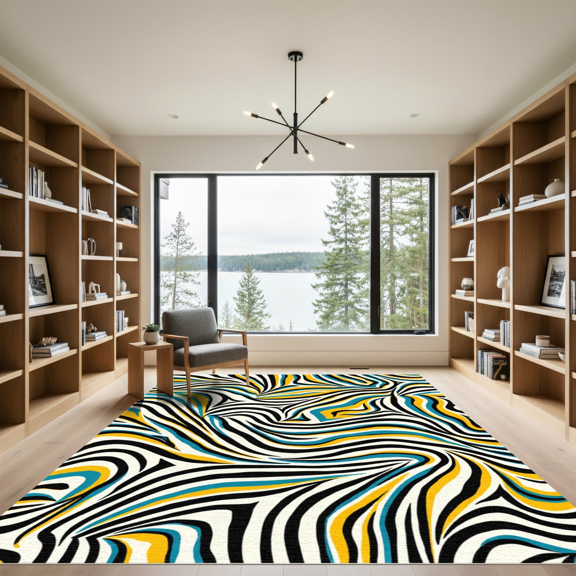 Bold Zebra Stripe Wave Rug