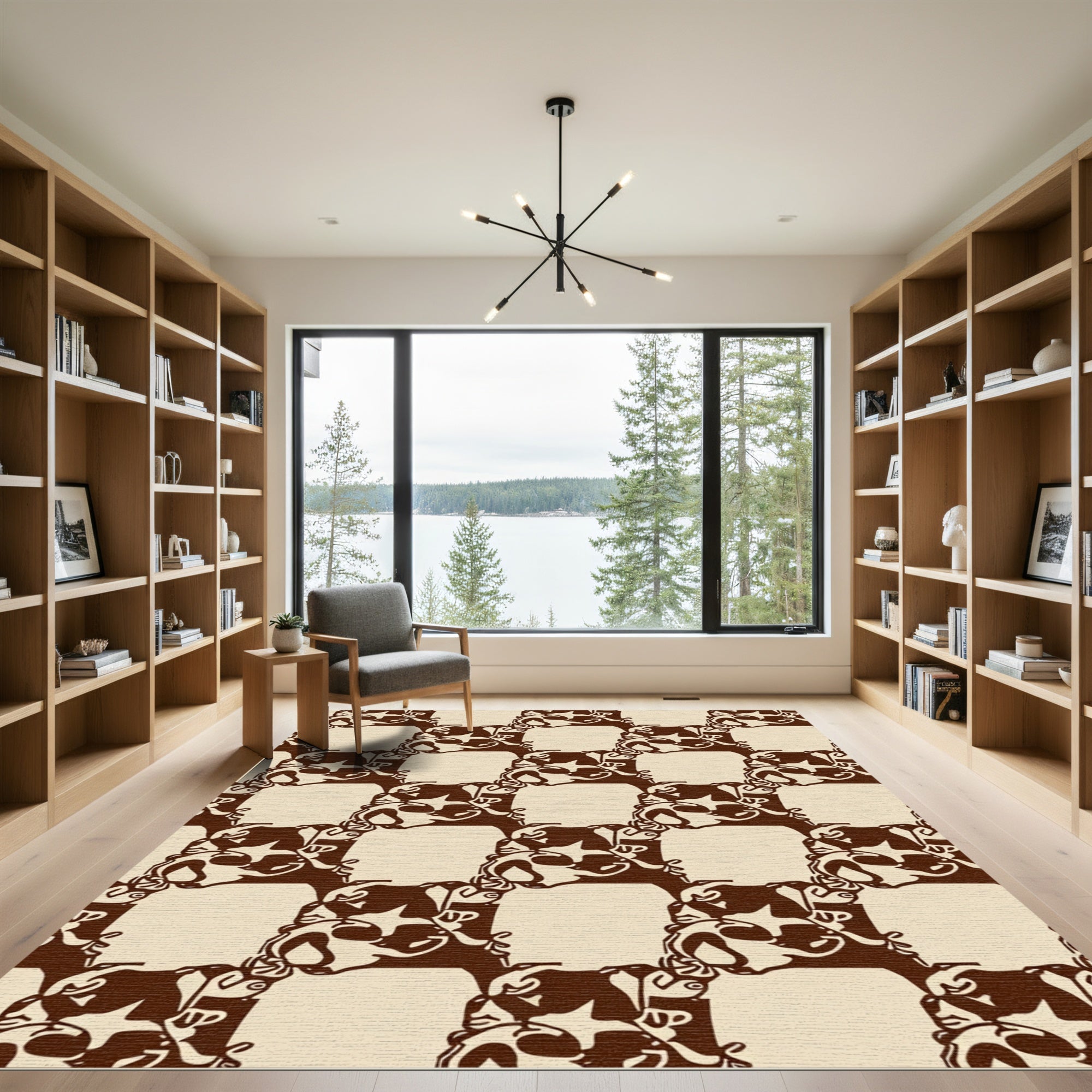 Abstract Square Silhouette Reversible Rug