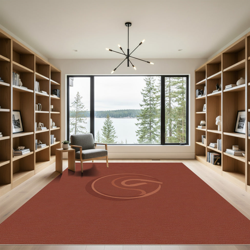 Terracotta Swirl Abstract Circle Rug