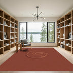 Terracotta Swirl Abstract Circle Rug