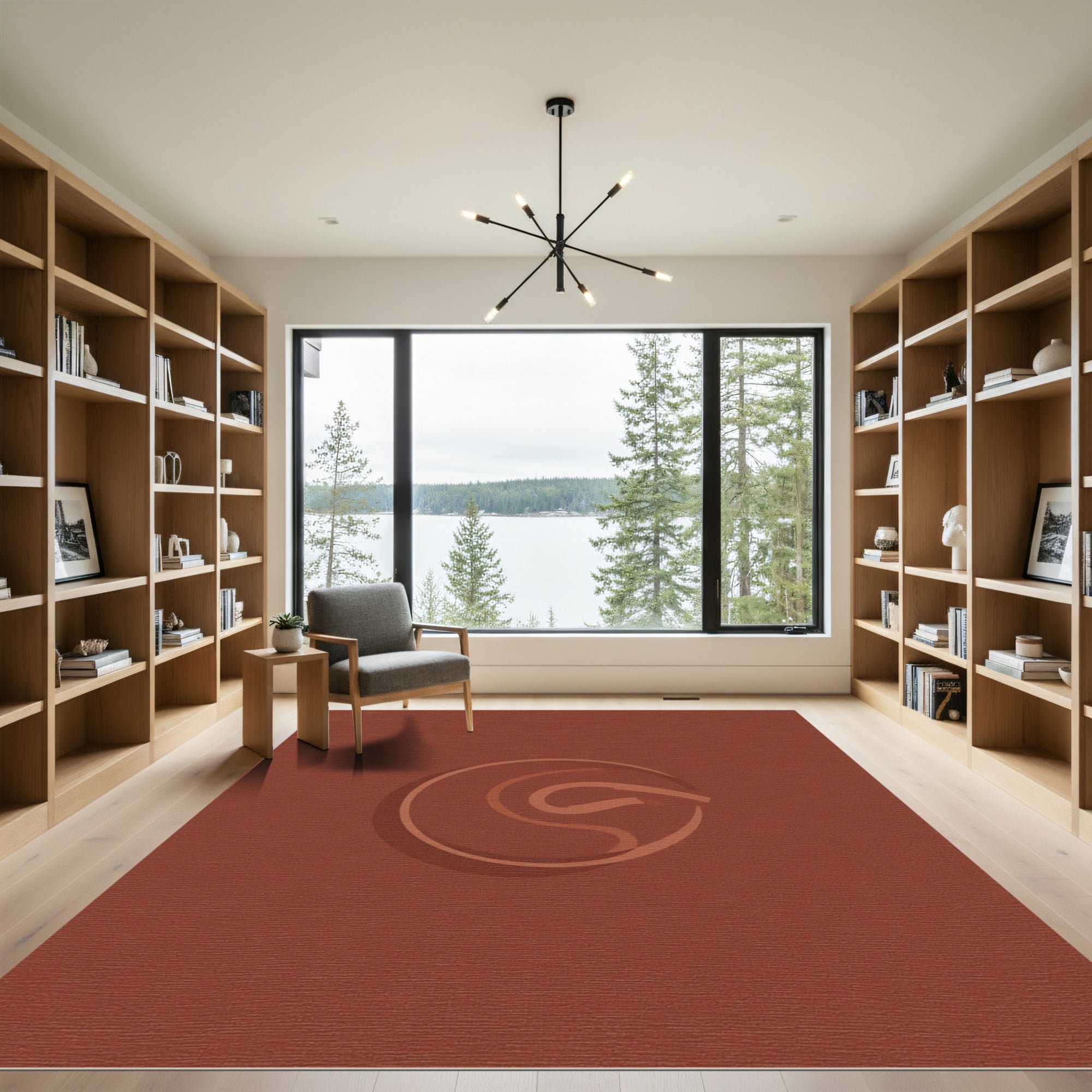 Terracotta Swirl Abstract Circle Rug