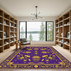 Regal Violet Gold Floral Scroll Rug