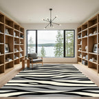 Modern Black Gray Stripe Abstraction Rug
