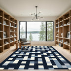 Navigational Maze Slate Blue Rug