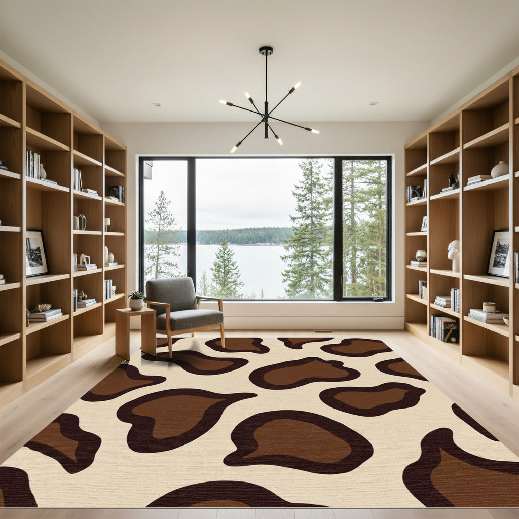 Brown Beige Animal Print Spots Rug