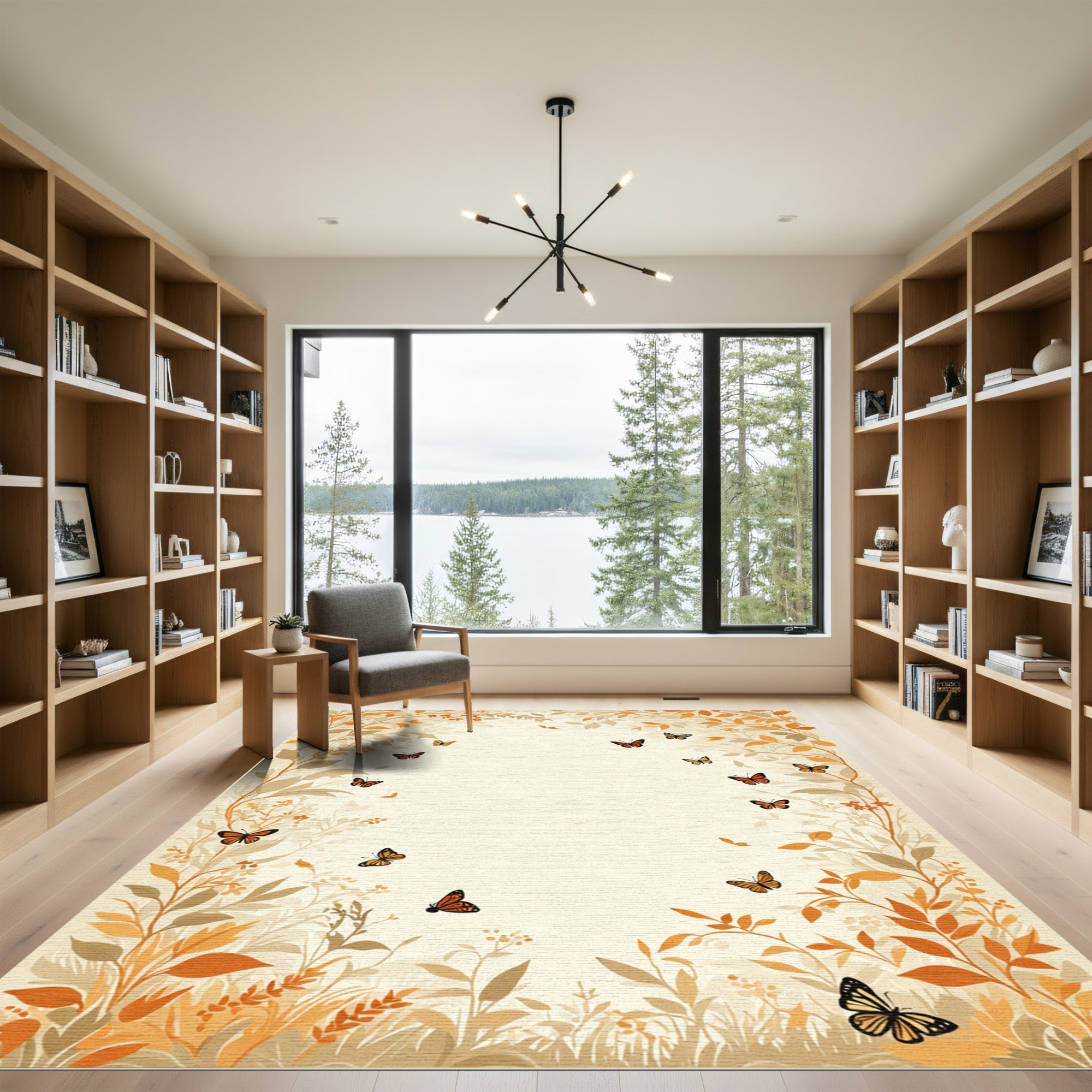 Autumn Meadow Butterfly Border Rug