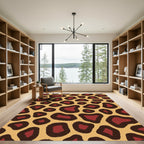 Crimson Leopard Spots Cream Rug